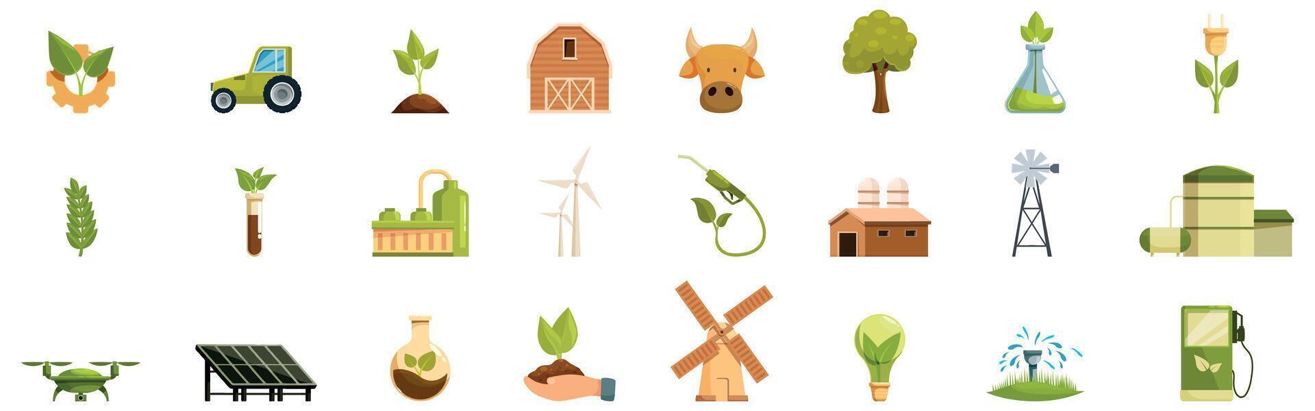 Agroecology icons set. Smart farming and sustainable agriculture promoting eco friendly practices vector