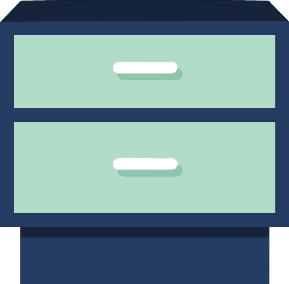 Nightstand furniture with two drawers in blue and green simple flat design illustration vector