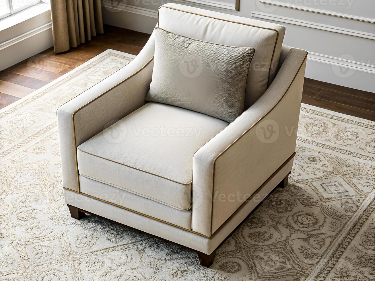 Elegant Beige Armchair in a Luxurious Living Room Setting photo