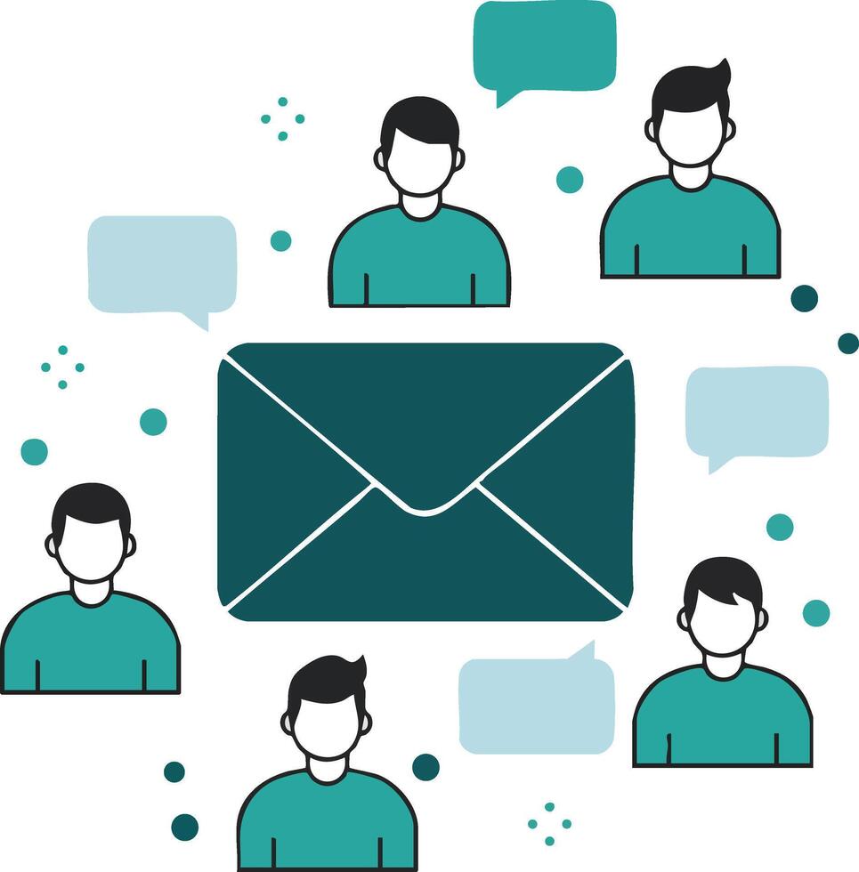 Communication concept with envelope and people icons for messaging and social interaction illustration vector