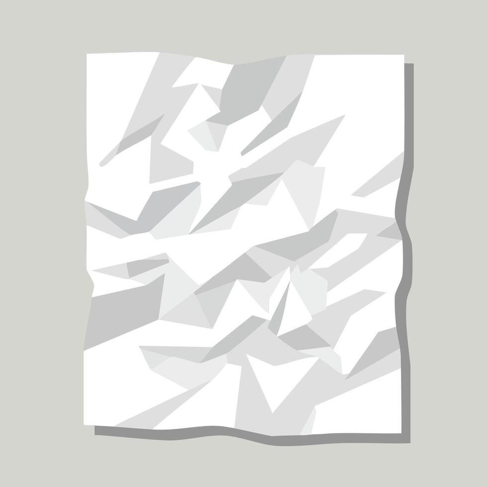 Crumpled white paper texture with shadows and light effects on gray background illustration vector
