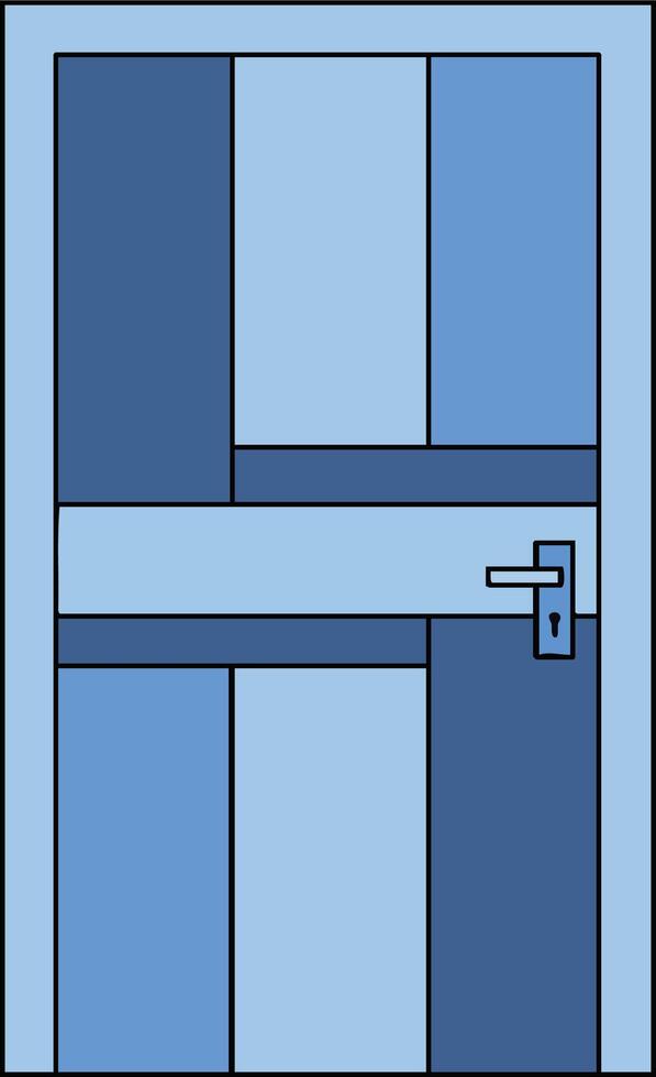 Modern abstract blue door with geometric panels and silver handle illustration design vector