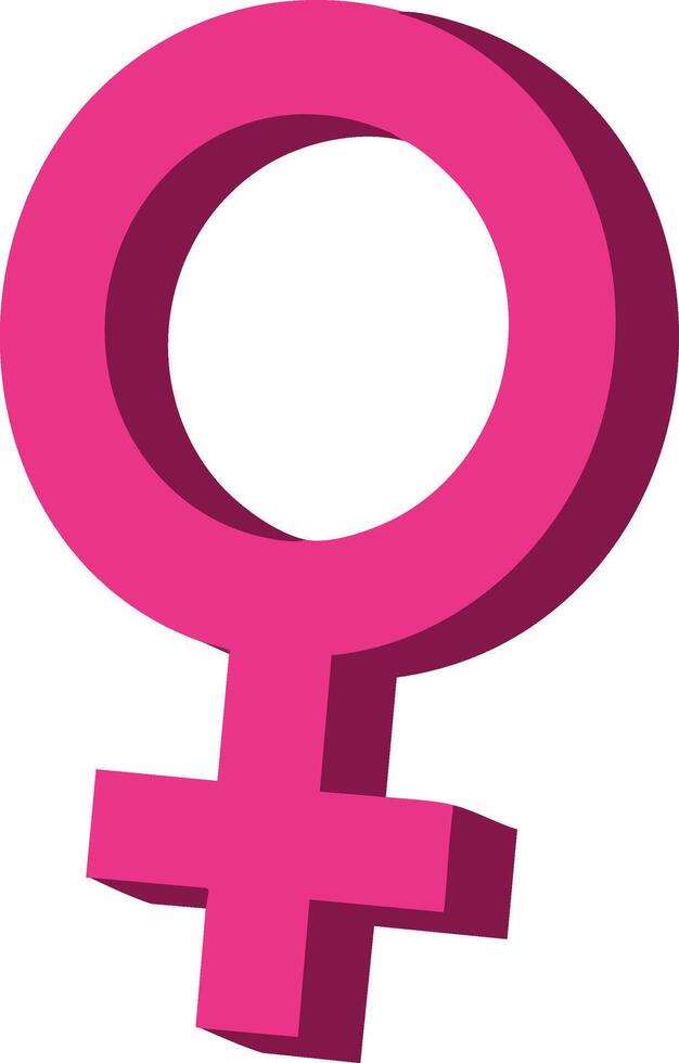 Female gender symbol in bright pink with shadow illustration design for women empowerment and gender equality concepts vector