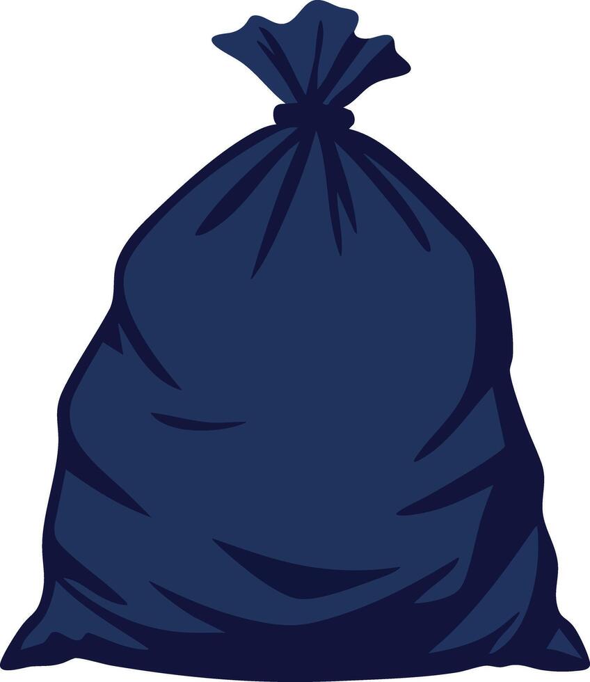 Dark blue tied garbage bag illustration for waste disposal and trash collection concepts graphic vector
