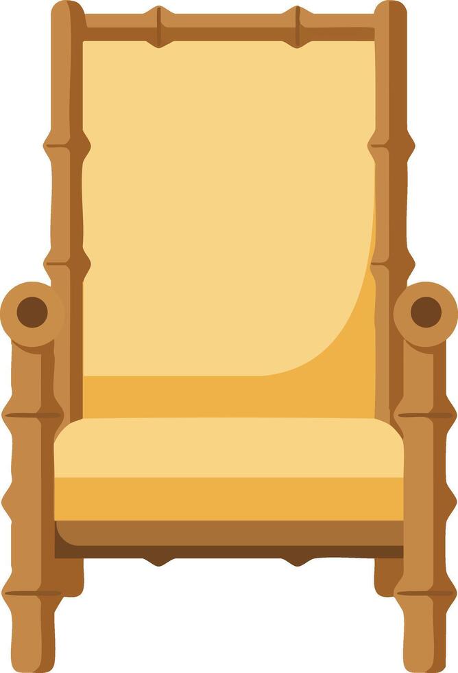 Bamboo armchair with yellow cushion and wooden frame in simple flat style for home decor and furniture design vector