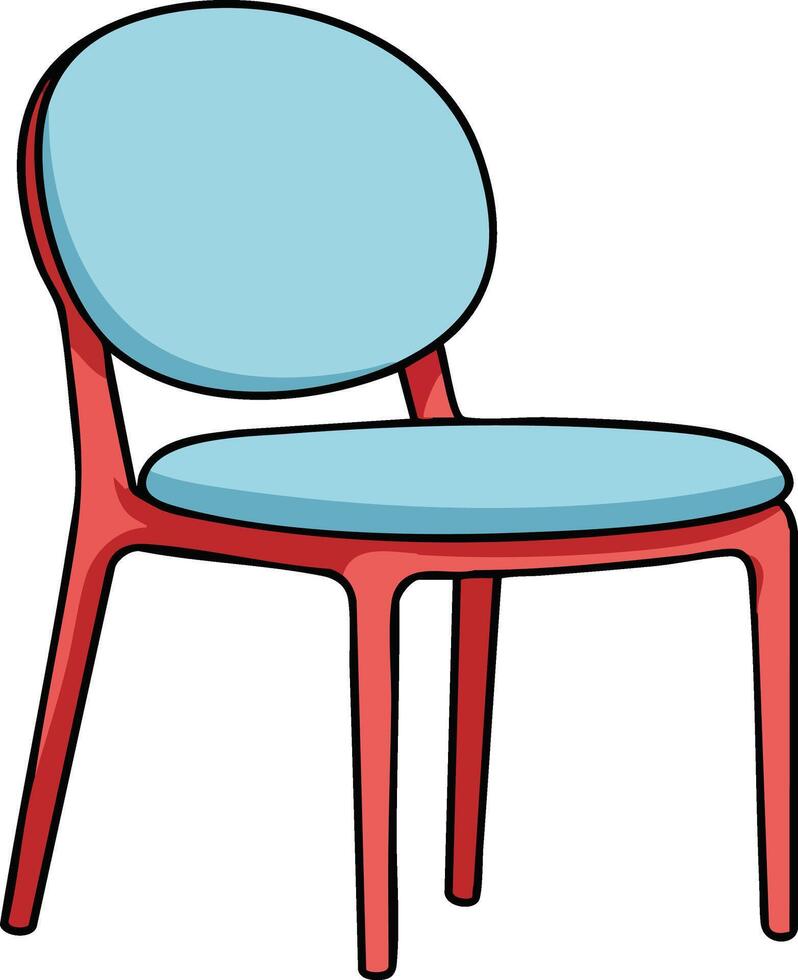 Modern blue and red chair with rounded backrest and minimalist design illustration graphic vector
