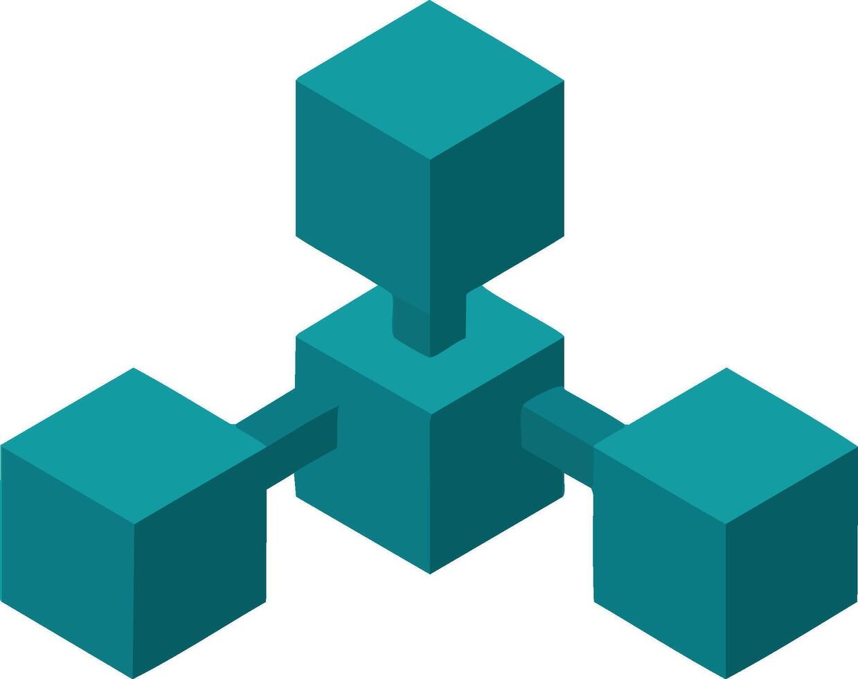 Abstract geometric cube structure connected in 3D isometric design for technology and science visualization vector