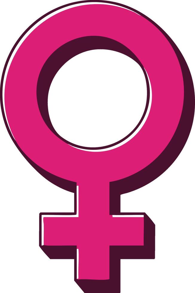Female gender symbol icon in vibrant pink with shadow effect illustration vector