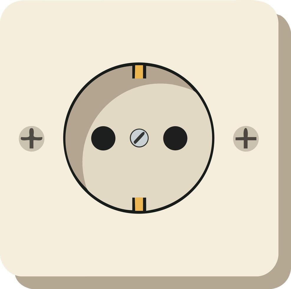 European style electrical socket outlet in beige color illustration with shadow effect for home and office use vector