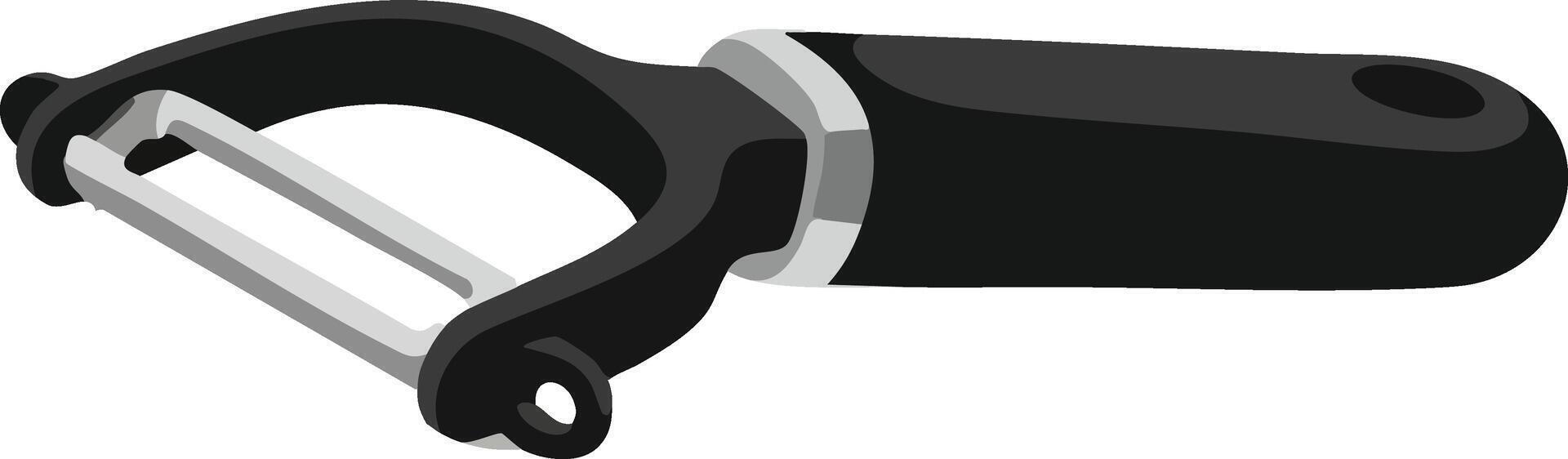 Vegetable peeler kitchen tool with black handle for easy food preparation and cooking tasks vector