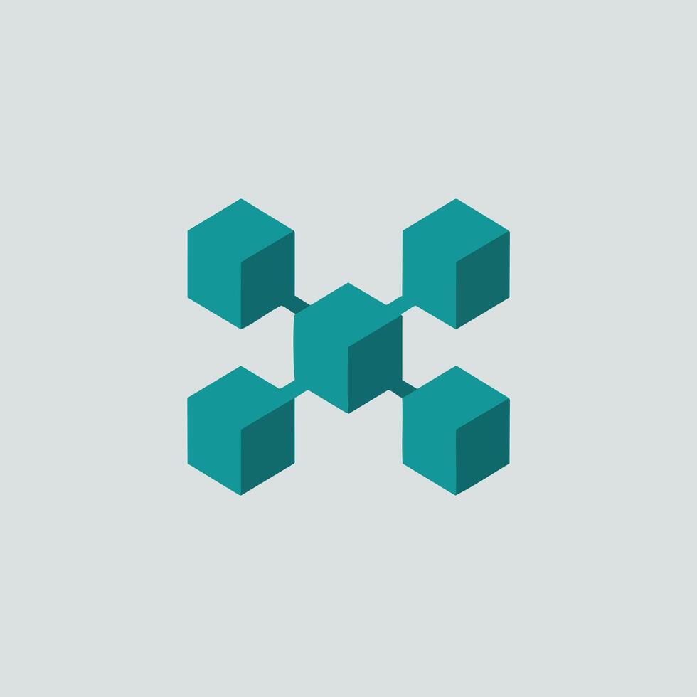 Isometric cubes network connection graphic design for technology and digital communication concepts illustration vector