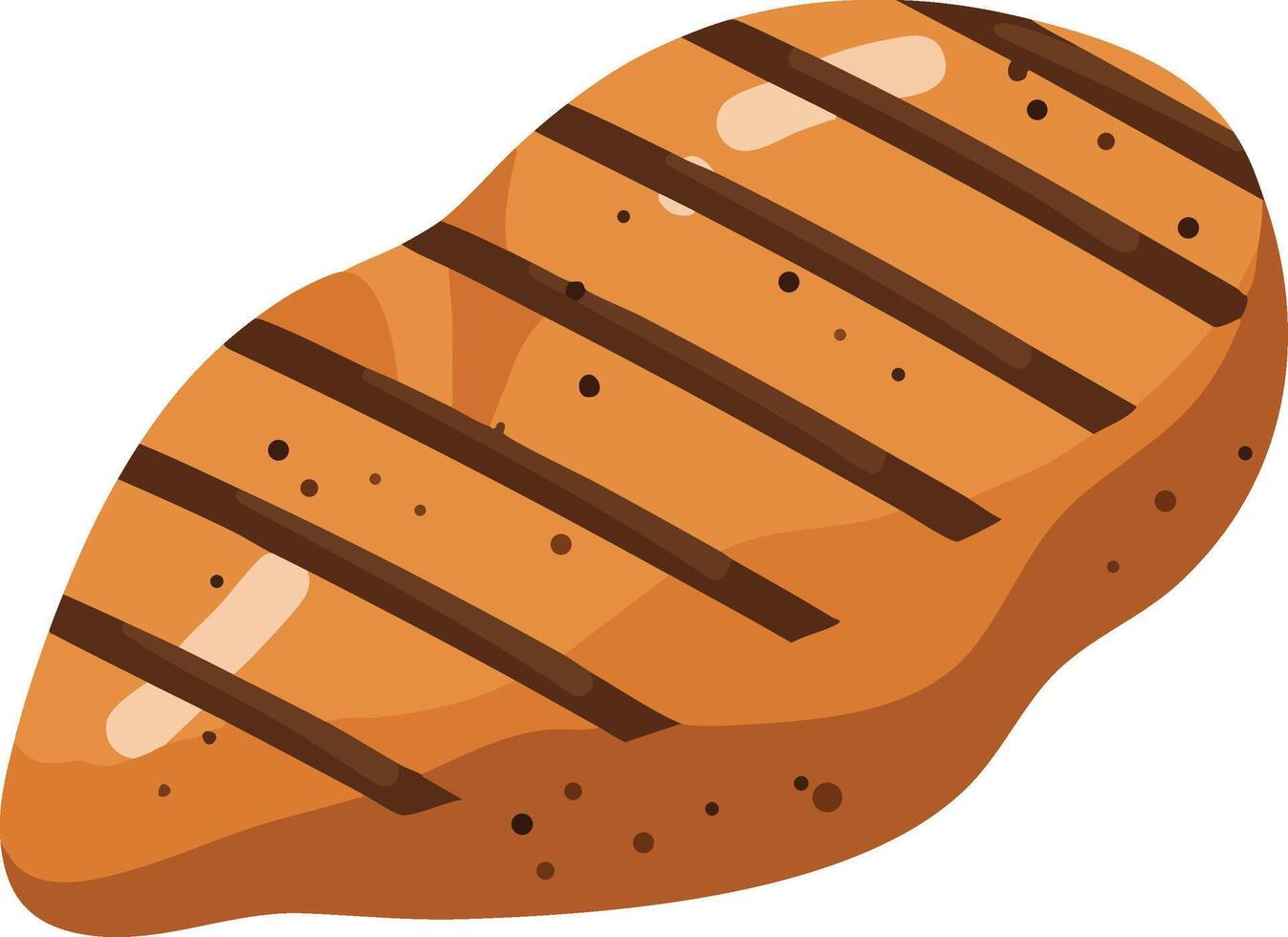 Grilled steak meat food illustration with brown sear marks and pepper seasoning image vector