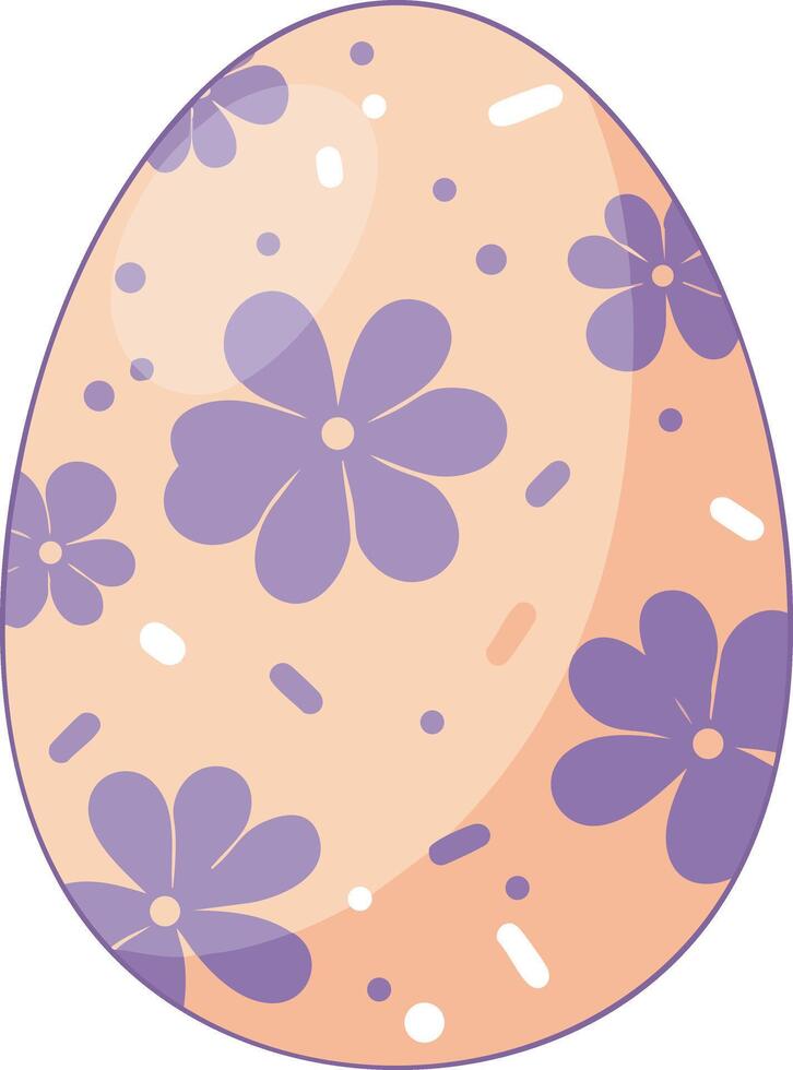 Easter egg with purple flowers and pastel pink decoration illustration for spring celebration design vector