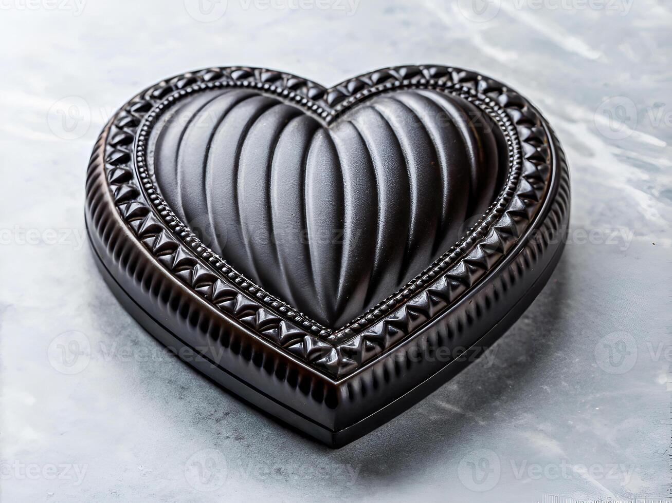 Luxury Heart Shaped Chocolate Box on Elegant Marble Surface photo