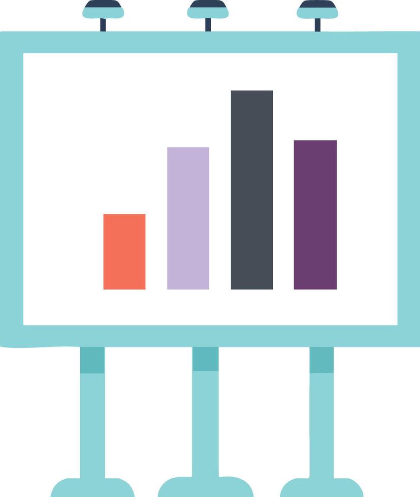 Bar chart on presentation board with three legs and spotlights illustration for business and data analysis vector