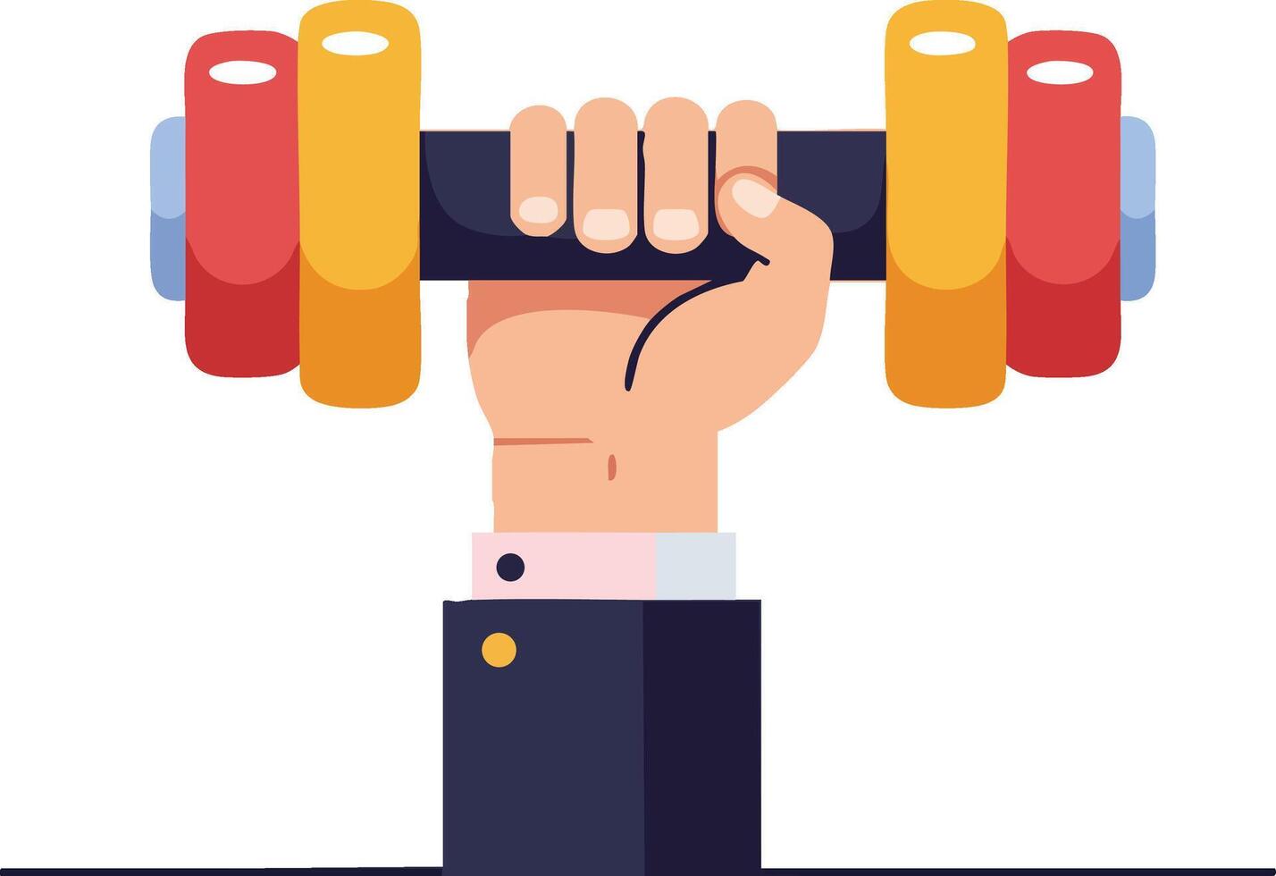 Hand holding colorful dumbbell weight for fitness and strength training illustration design vector