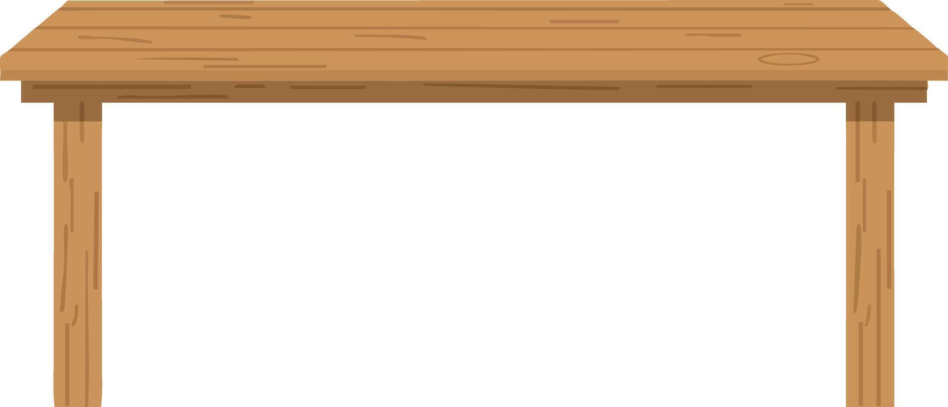 Wooden table with natural wood texture and simple design illustration for furniture and interior design projects vector