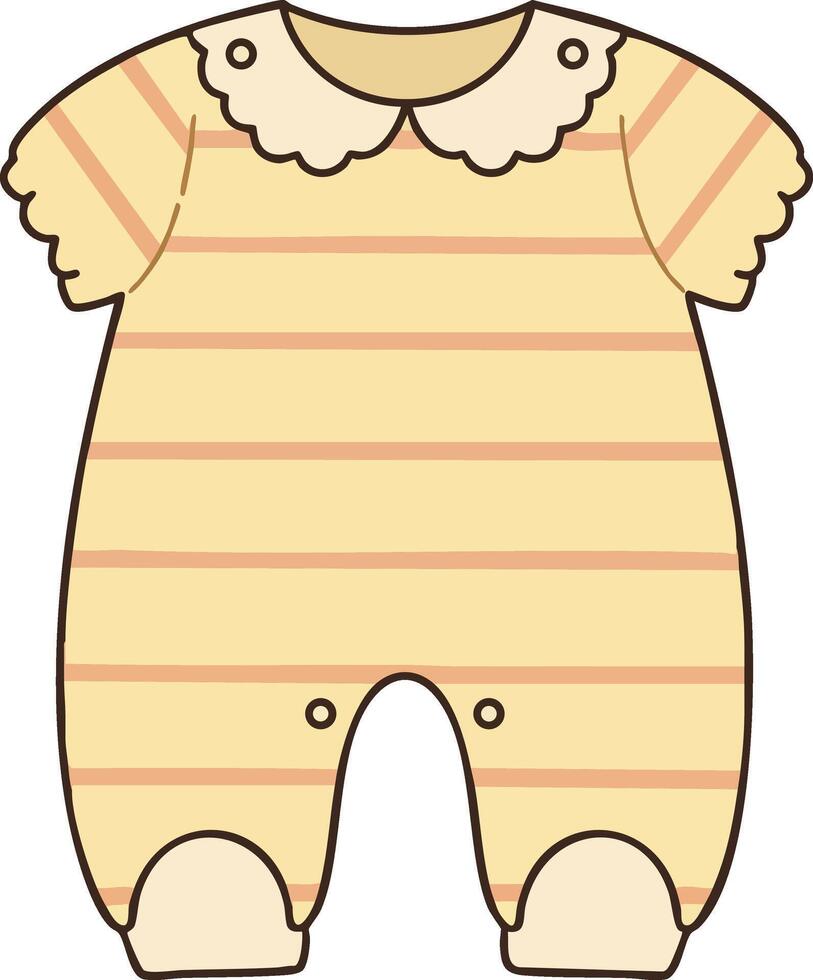 Baby romper with striped pattern and scalloped collar soft pastel tones illustration vector