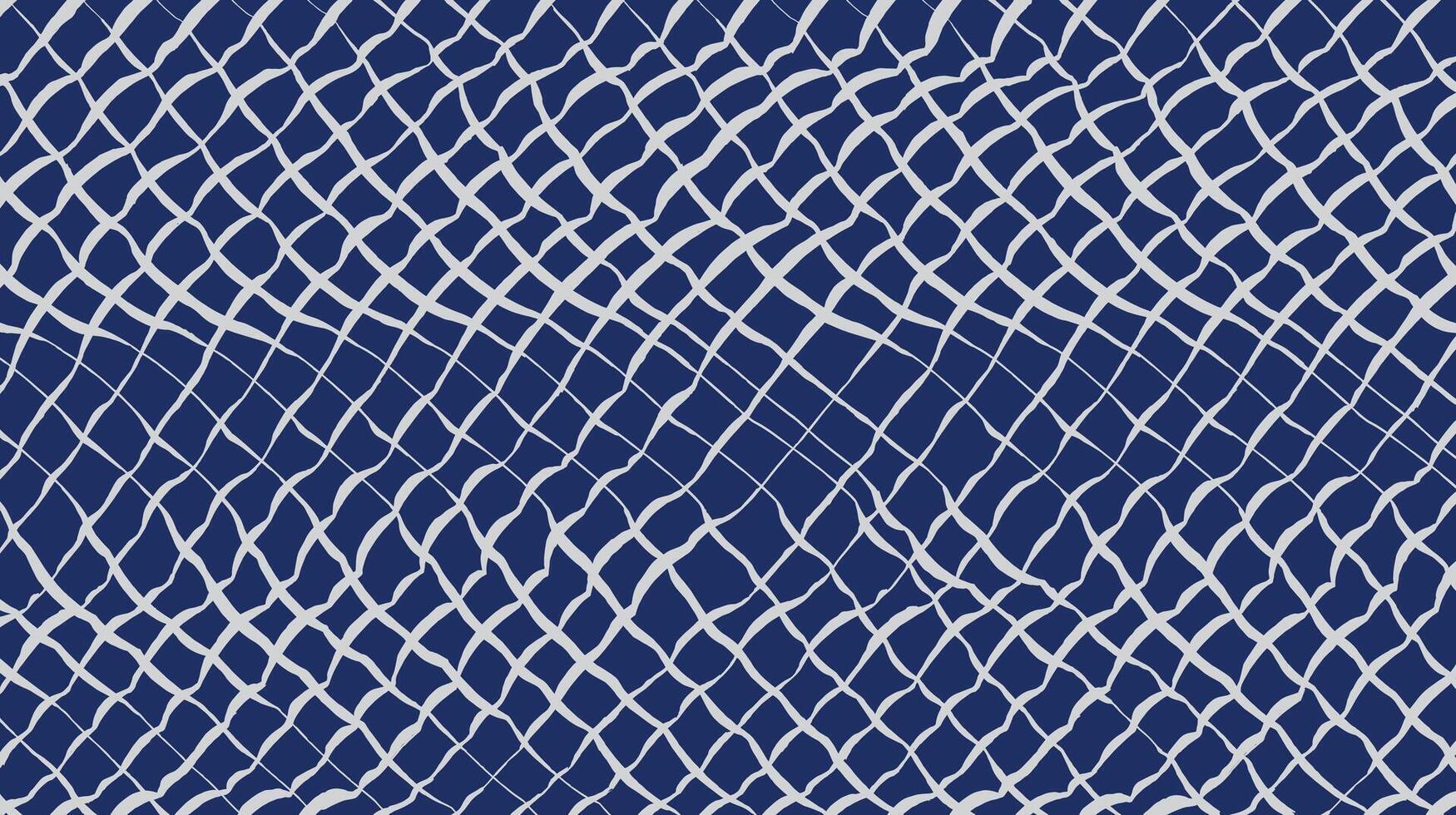 Hand drawn intersection diagonal brush lines abstract distorted wavy mesh pattern, Japanese and ethnic wood carving, loosely woven fabric, net-like texture background in white and blue vector