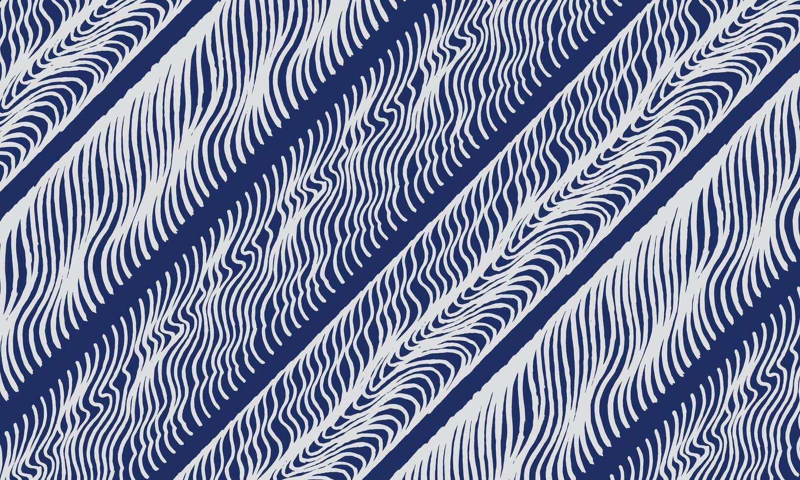 Abstract diagonal wave and ripple stripes pattern, hand drawn brush lines Japanese style background in white and blue, simple graphic for textile, carpet, decoration vector