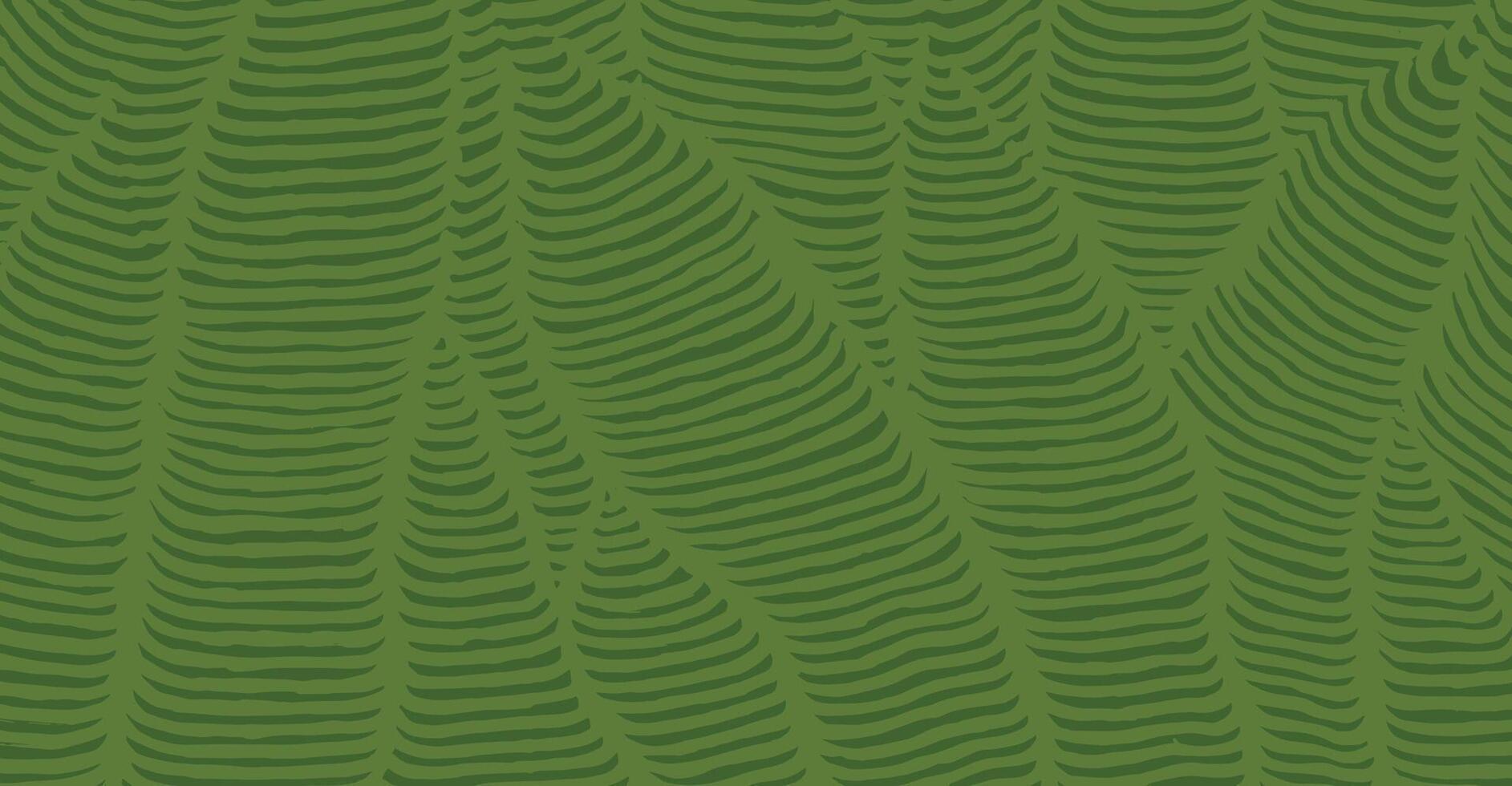 Hand drawn abstract pattern of undulating lines in shades of green, organic foliage and natural textures, creating a calming visual flow, simple graphic for textile, decoration, carpet vector