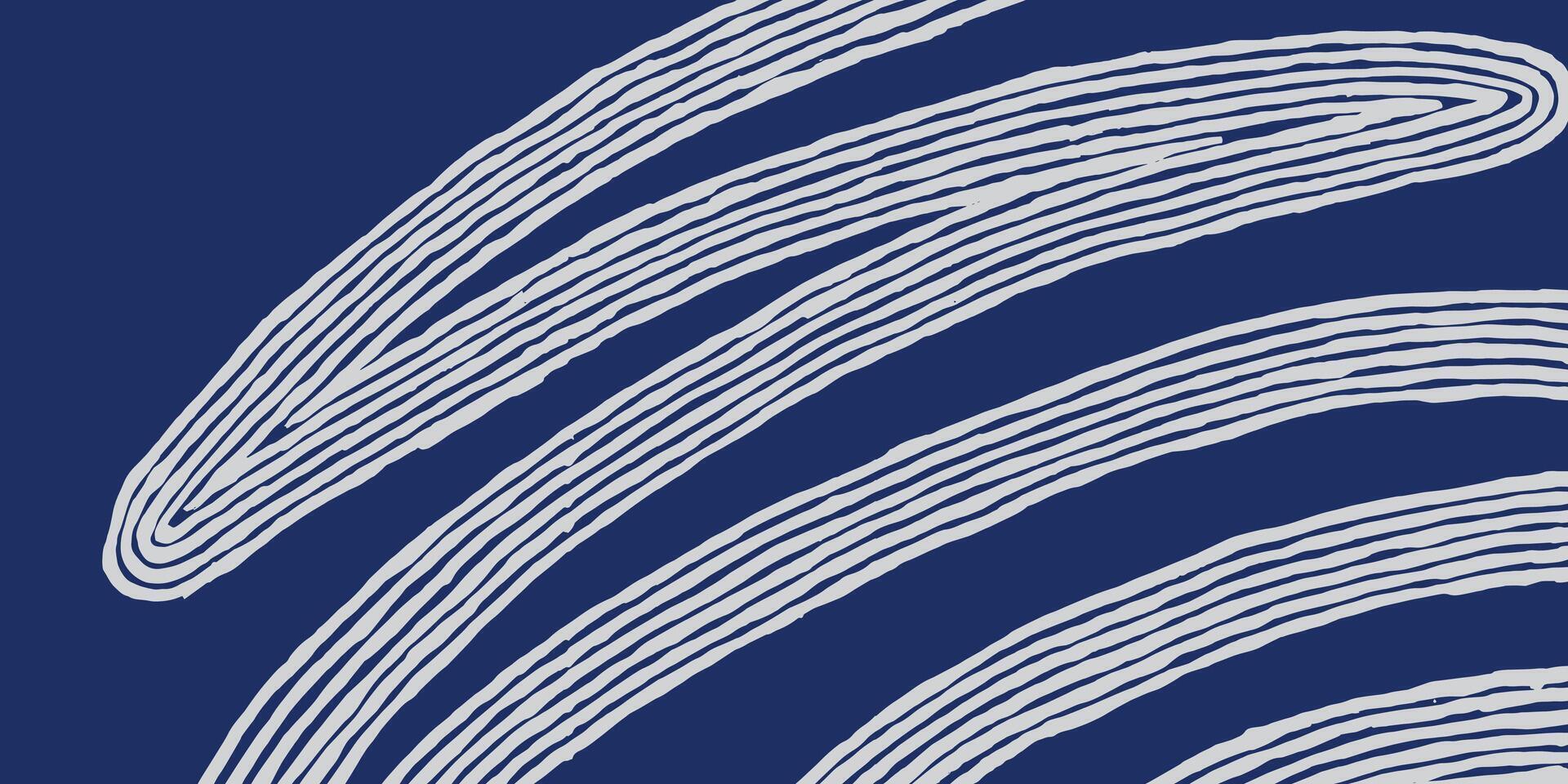 Organic Indigo Currents, Hand-Drawn Abstract Pattern of Flowing White Lines on a Deep Blue background, simple Serenity and Natural Movement vector