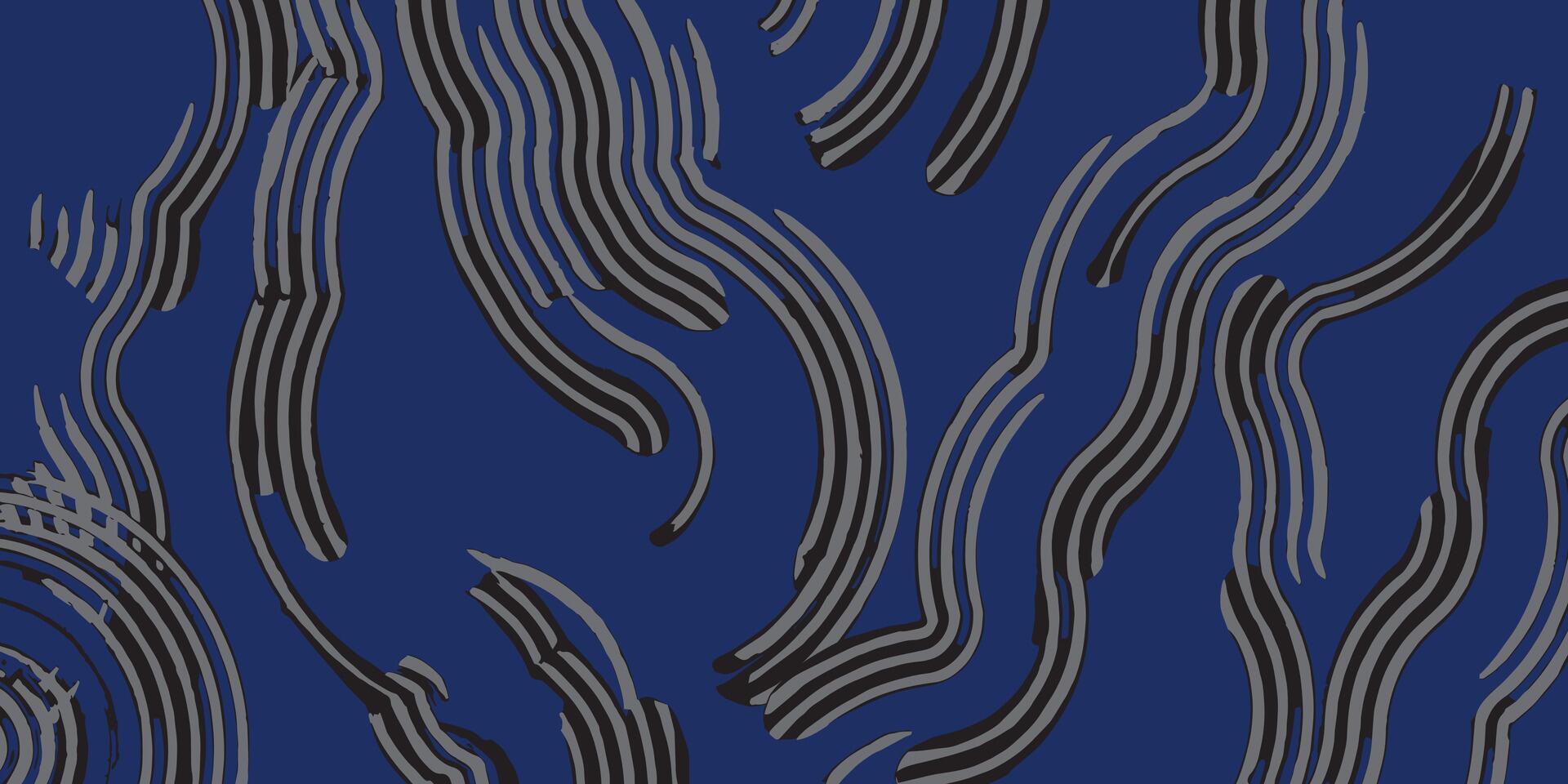 Hand drawn brush lines abstract water and small wave ripple pattern in blue, Japanese folk, ethnic wood carving, engraving texture background, simple graphic for textile, decoration, wrapping paper vector