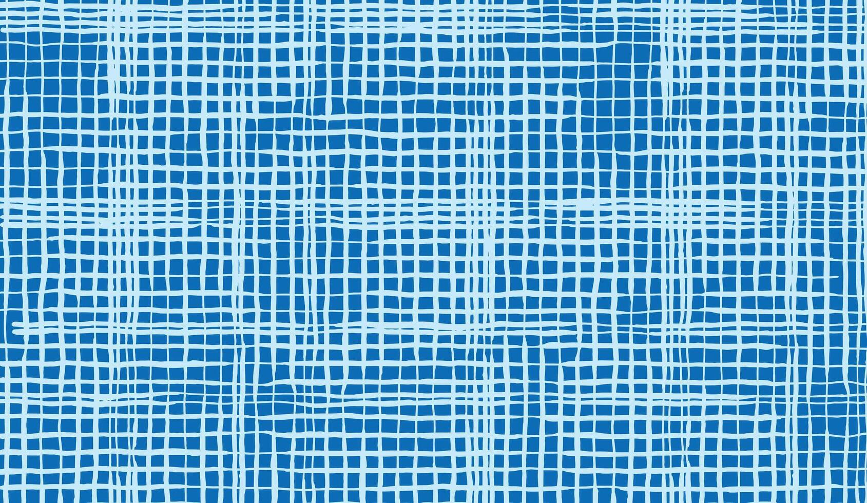 Hand drawn intersection brush lines abstract grid mesh pattern, Japanese wood carving, bamboo weaving, loosely woven fabric, fishing net texture background in white and blue vector