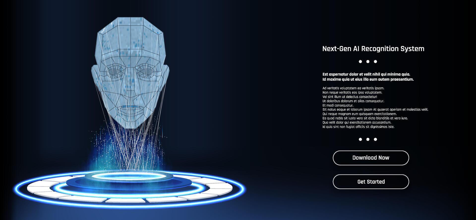 Innovative AI recognition system showcasing advanced technology in a futuristic environment vector