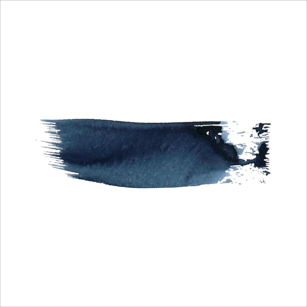 Large dark blue watercolor brush strokes. Indigo color strokes on the paper texture for posters, banner, template postcard design. Abstract background hand-painted. Water stains for design vector