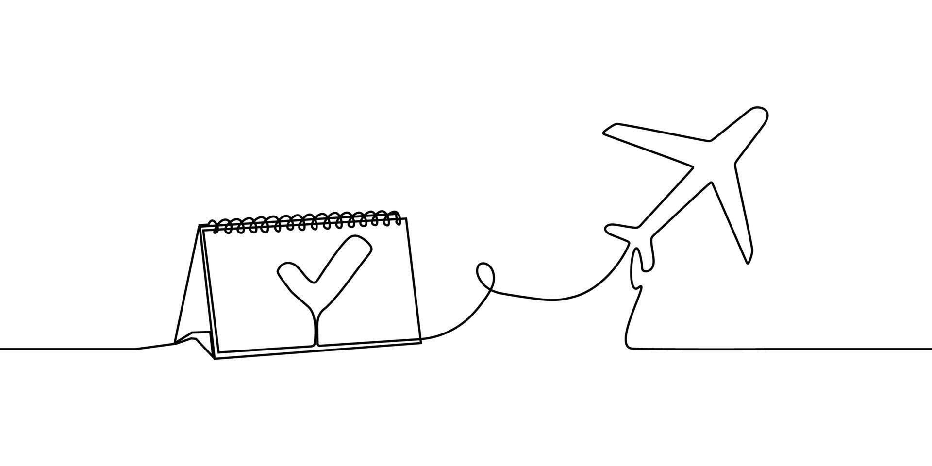continuous line illustration travel plane doodle art icon outline one . trip line plane flight sketch air airplane fly world background airport path single aircraft drawn business road linear vector