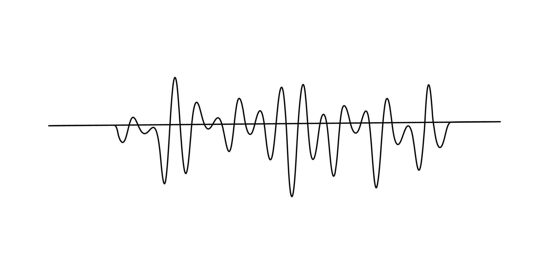 Audio icon one sound line wave music art voice continuous hand. Wave podcast line sound soundwave noise sketch drawn drawing doodle outline recording frequency vocal waveform microphone background vector