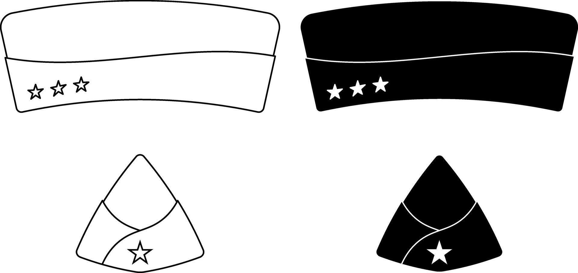 side view and front view garrison cap or flight cap icon set vector