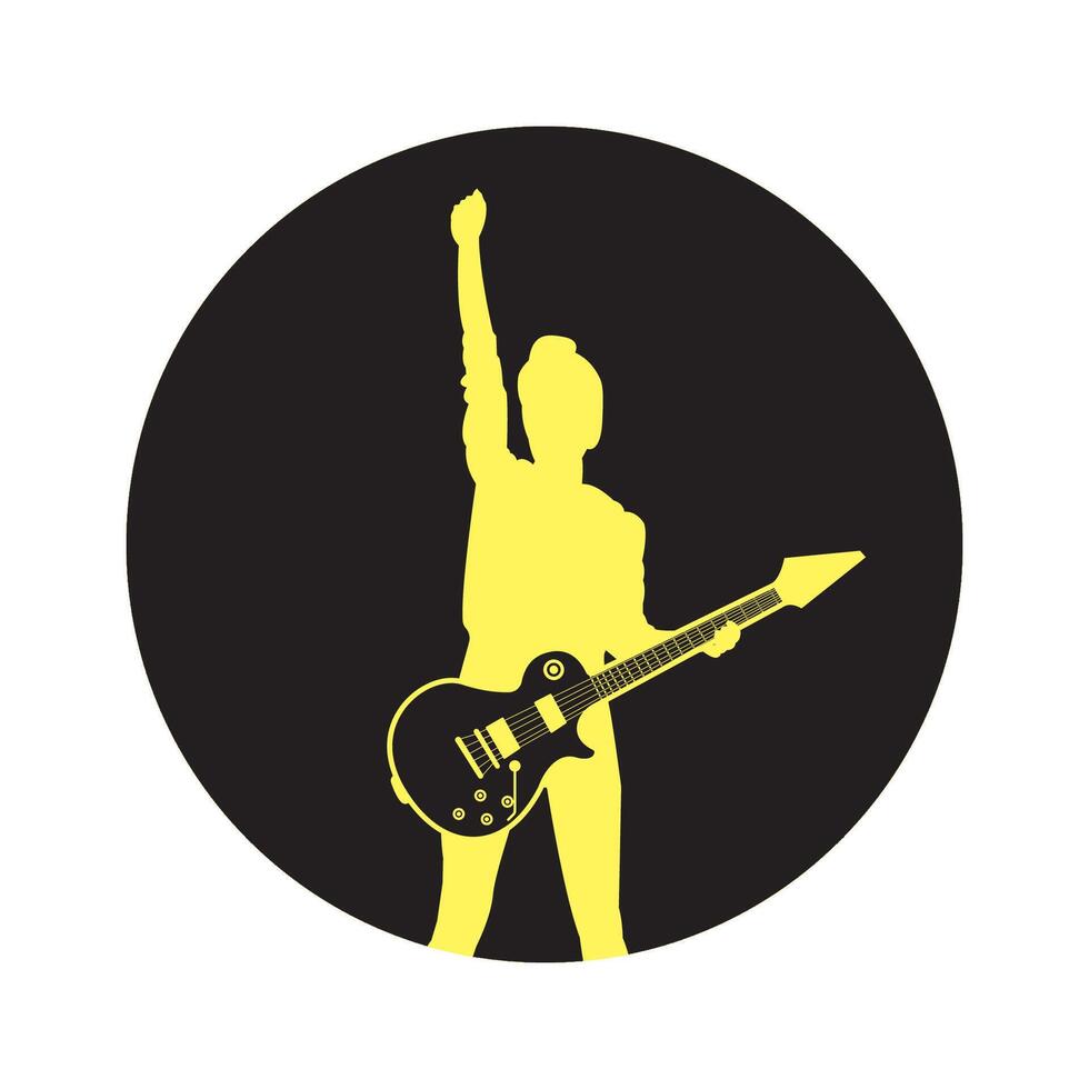 icon of person playing guitar vector