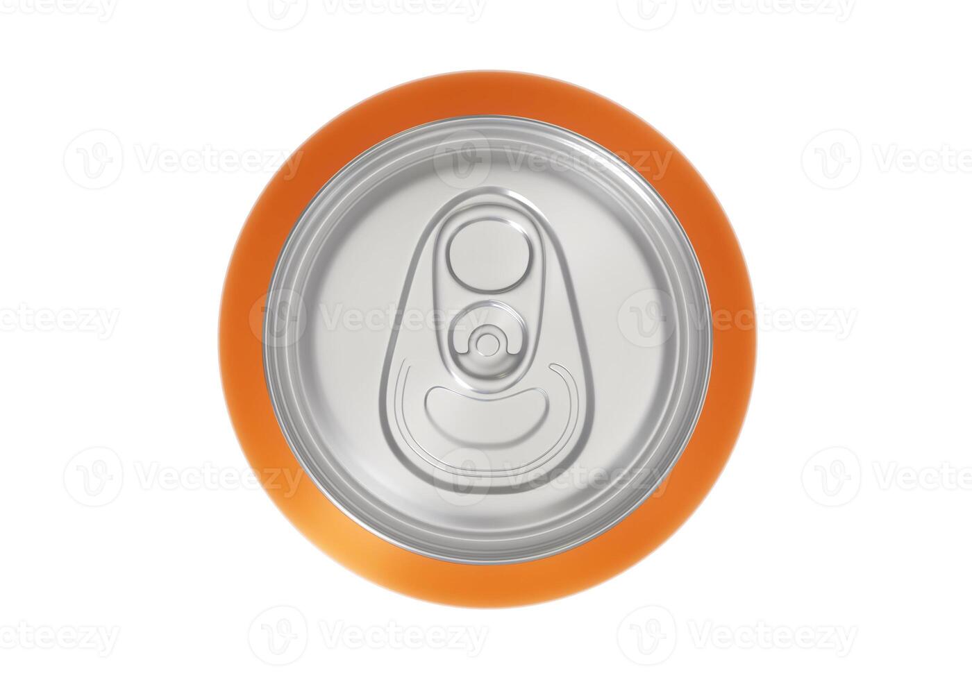Top view. Orange aluminum drink can isolated on white background photo