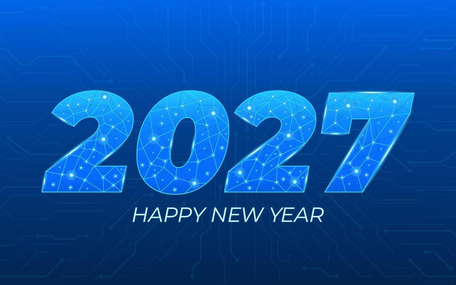 Happy New Year 2027 with Futuristic Digital Design vector