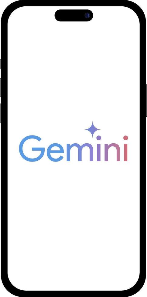 Mobile interface design featuring the Gemini AI logo from Google vector
