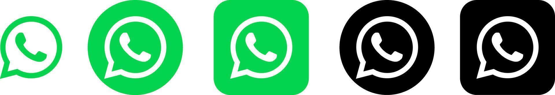 Minimalist WhatsApp Logo Set Modern Icons in Green and Black for Digital vector