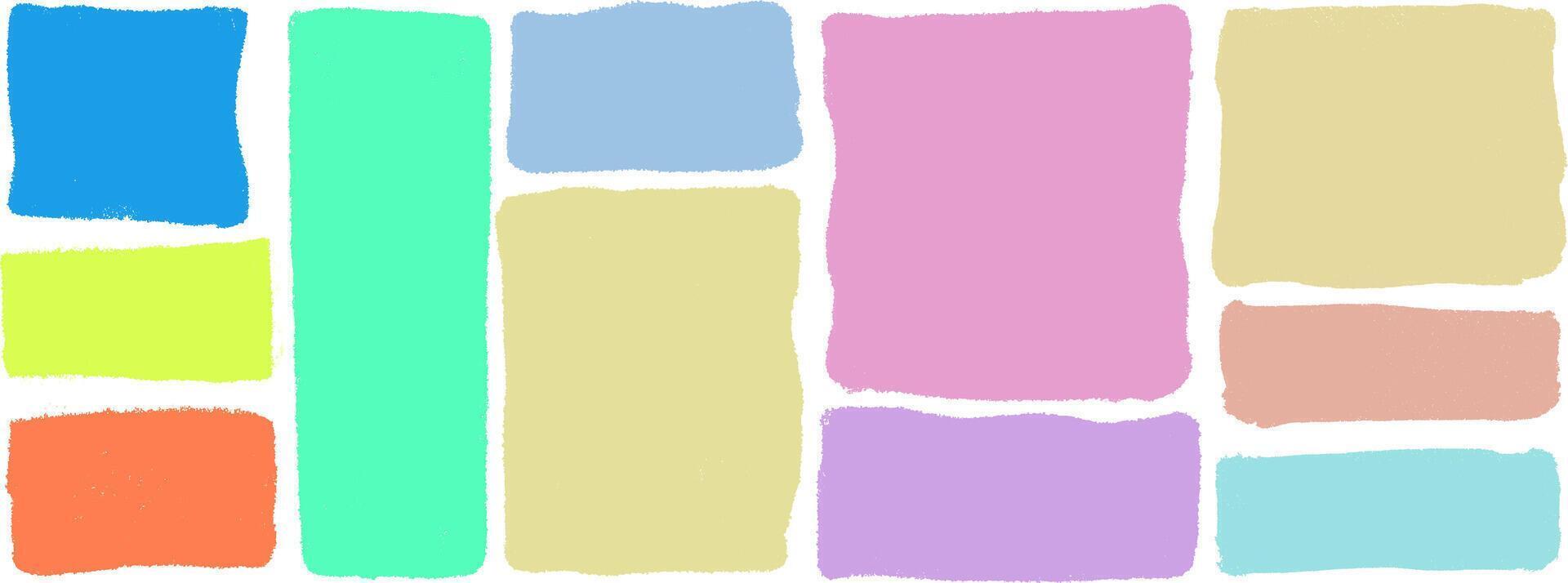 Collection of textured pastel color blocks with organic brush strokes vector