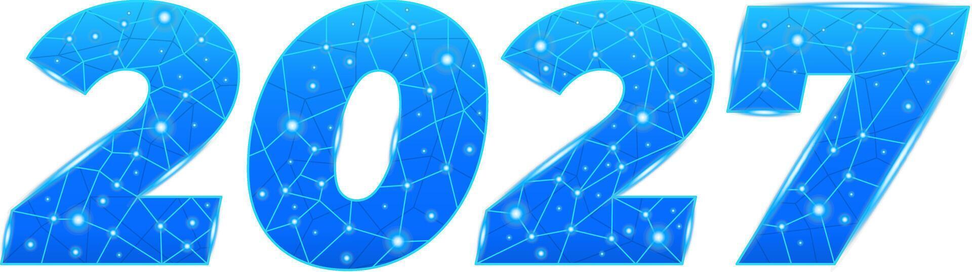 Futuristic digital design of the year 2027 with a glowing blue grid style vector