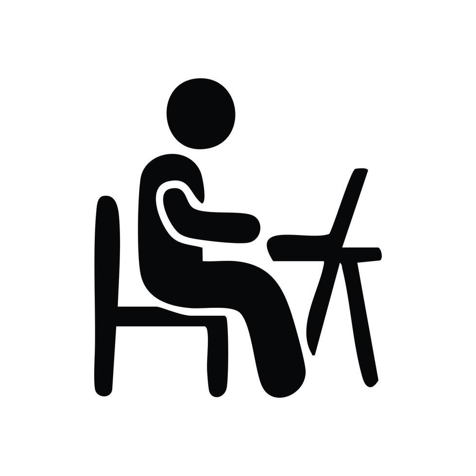 Working at computer icon vector