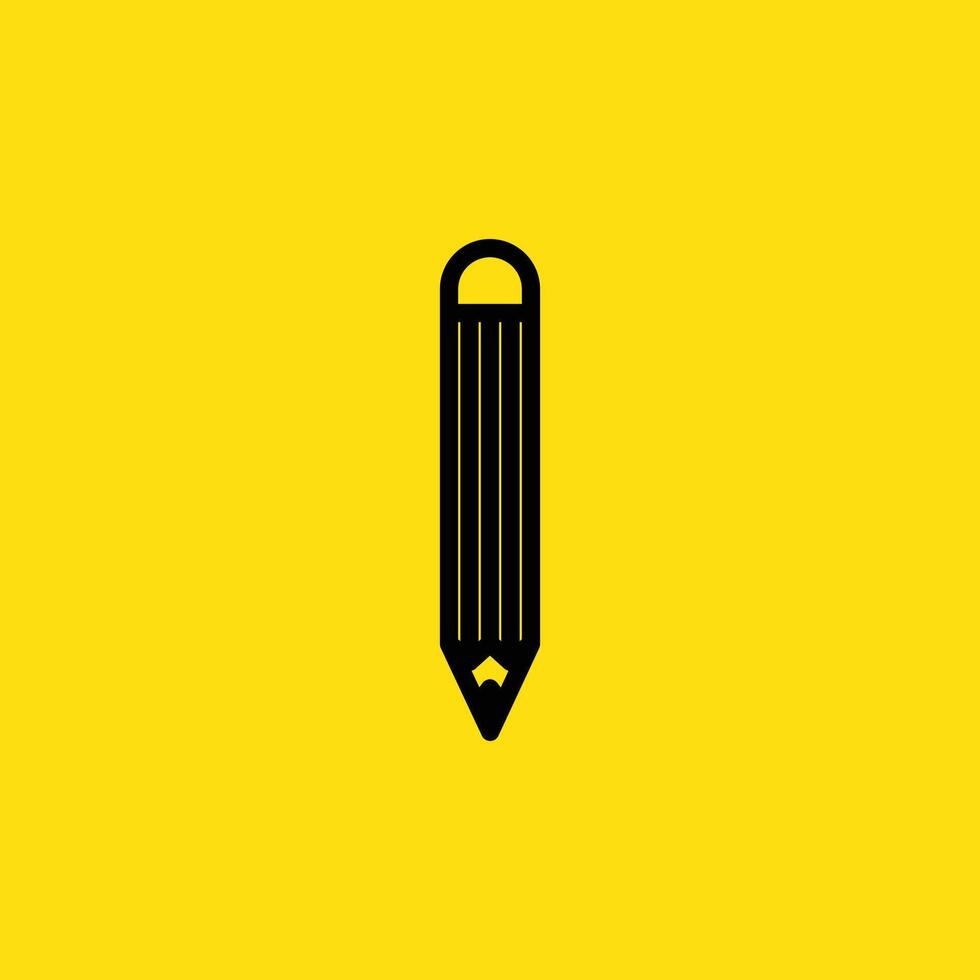 Minimalist Pencil Icon on Yellow Background vector