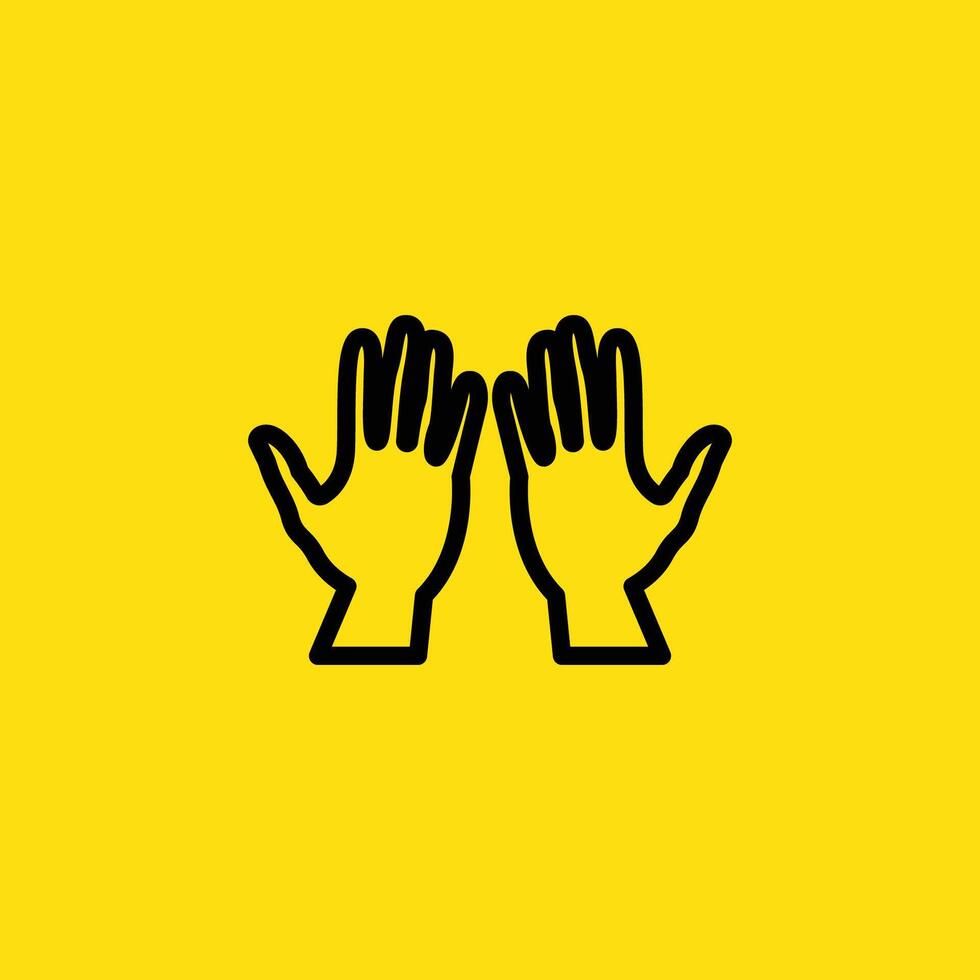 Two Hands Outline on Yellow Background vector