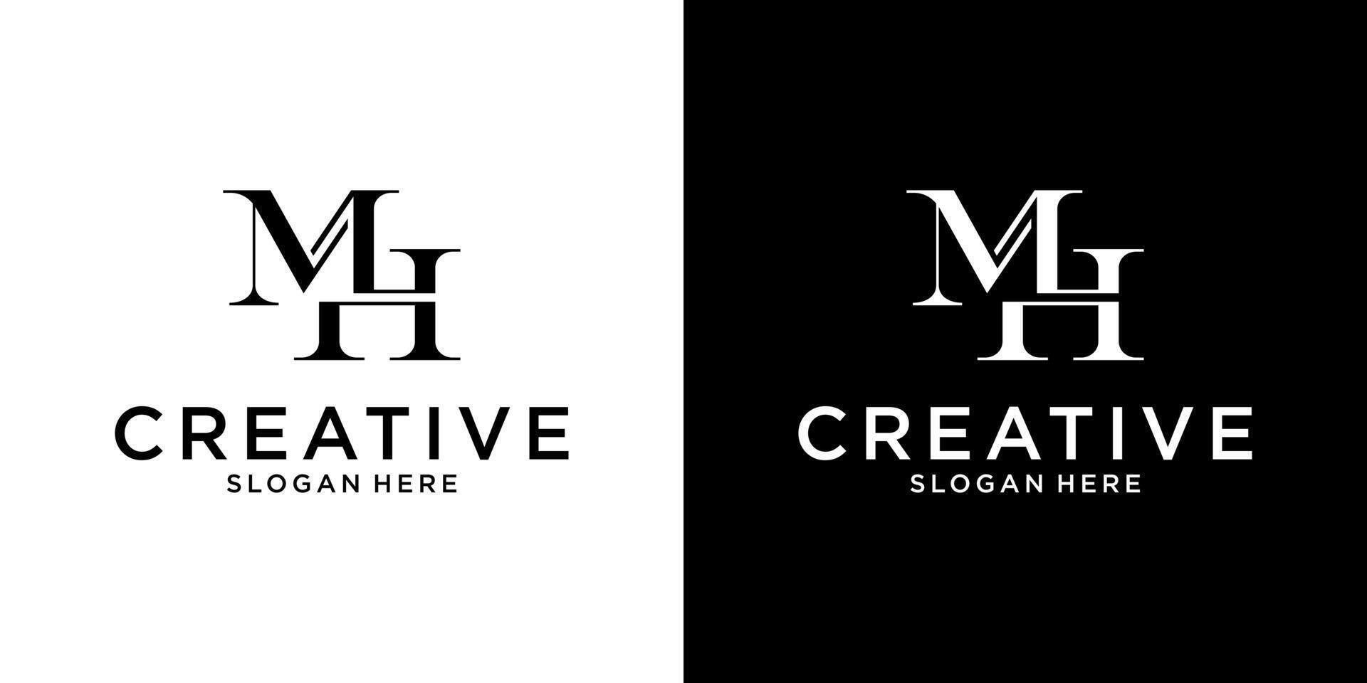 MH or HM initial letter logo design vector