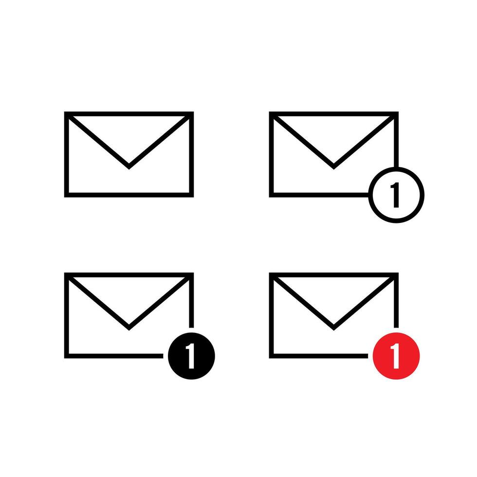 Message envelope notification icon in line style. Email, mail sign symbol vector