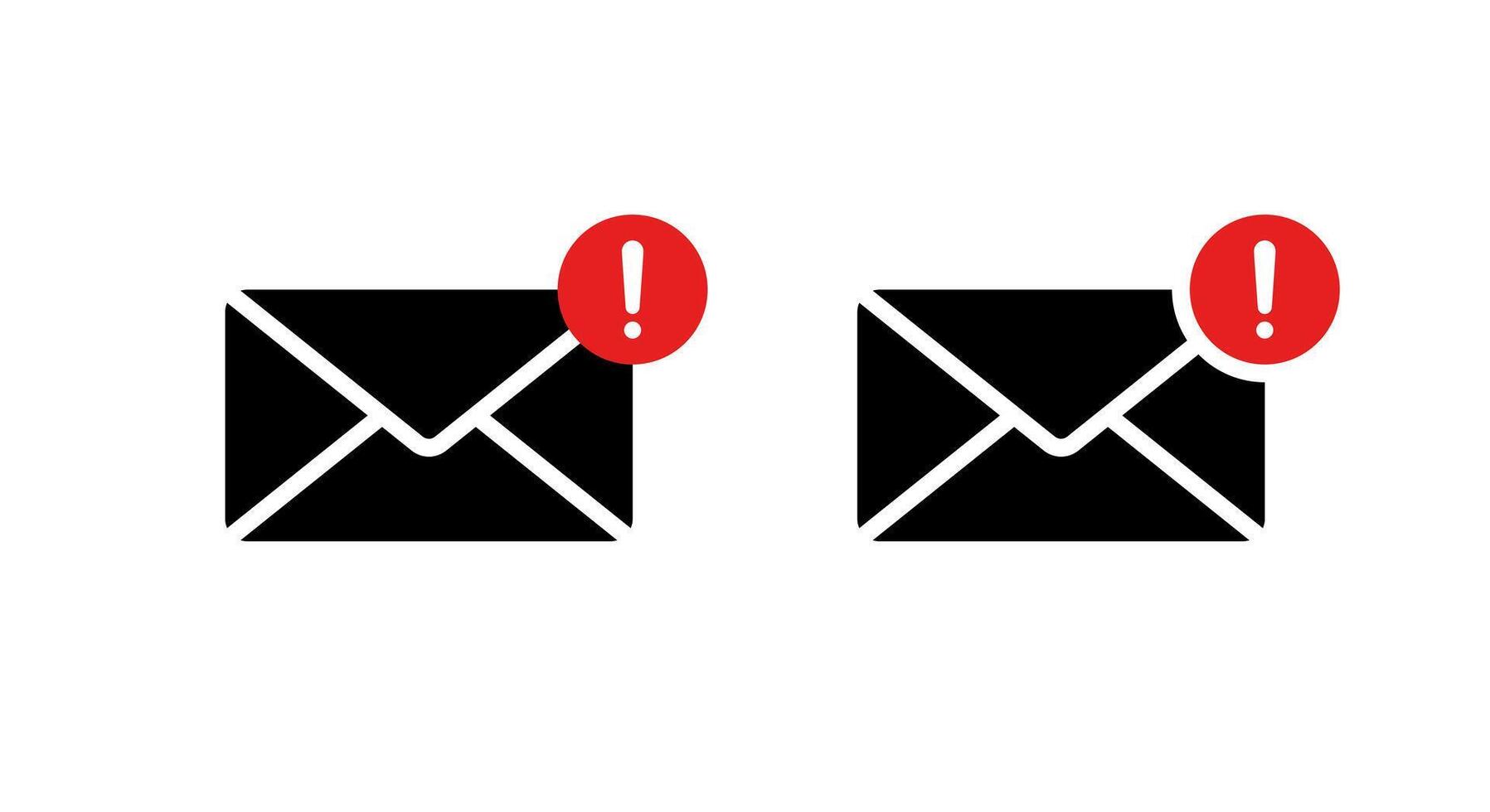 Error message icon isolated on white background. Email with exclamation mark symbol. Warning sign on mail envelope concept vector