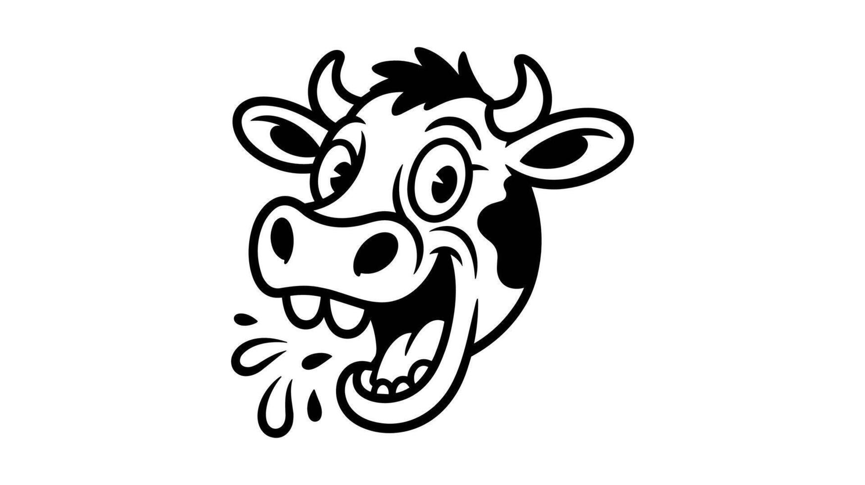 Funny Cartoon Cow Head with a Happy Expression and Drooling Tongue vector