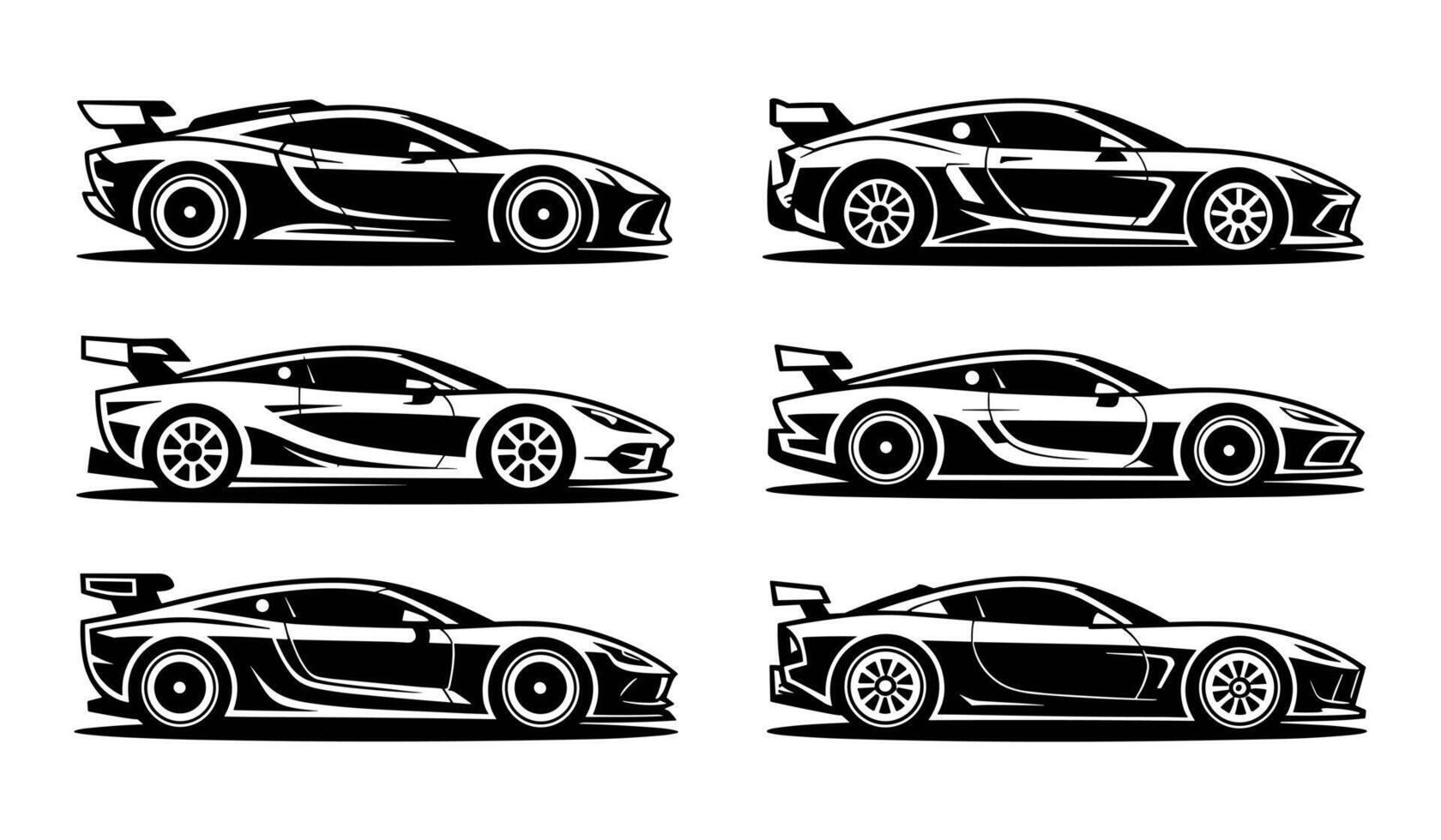 High Performance Sports Car Silhouette Bundle with Modern Racing Style vector