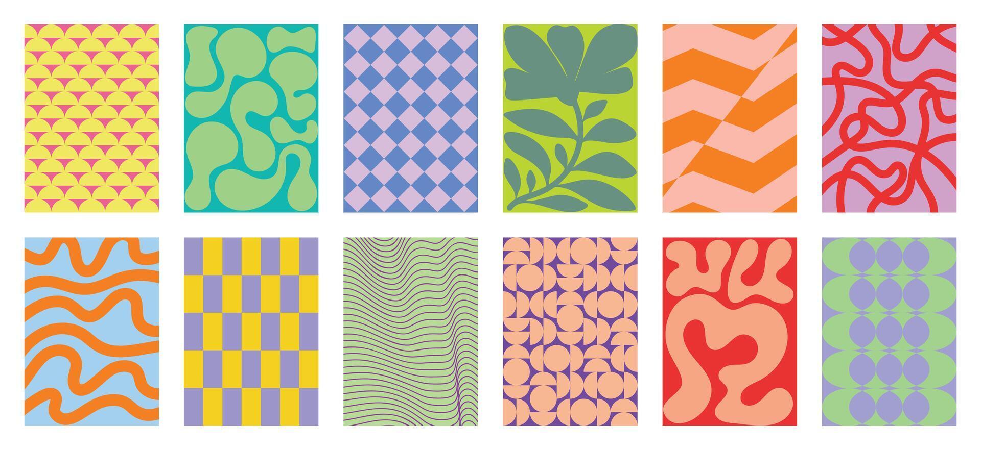 Colourful wall art geometric and organic shapes pattern background wall art. vector