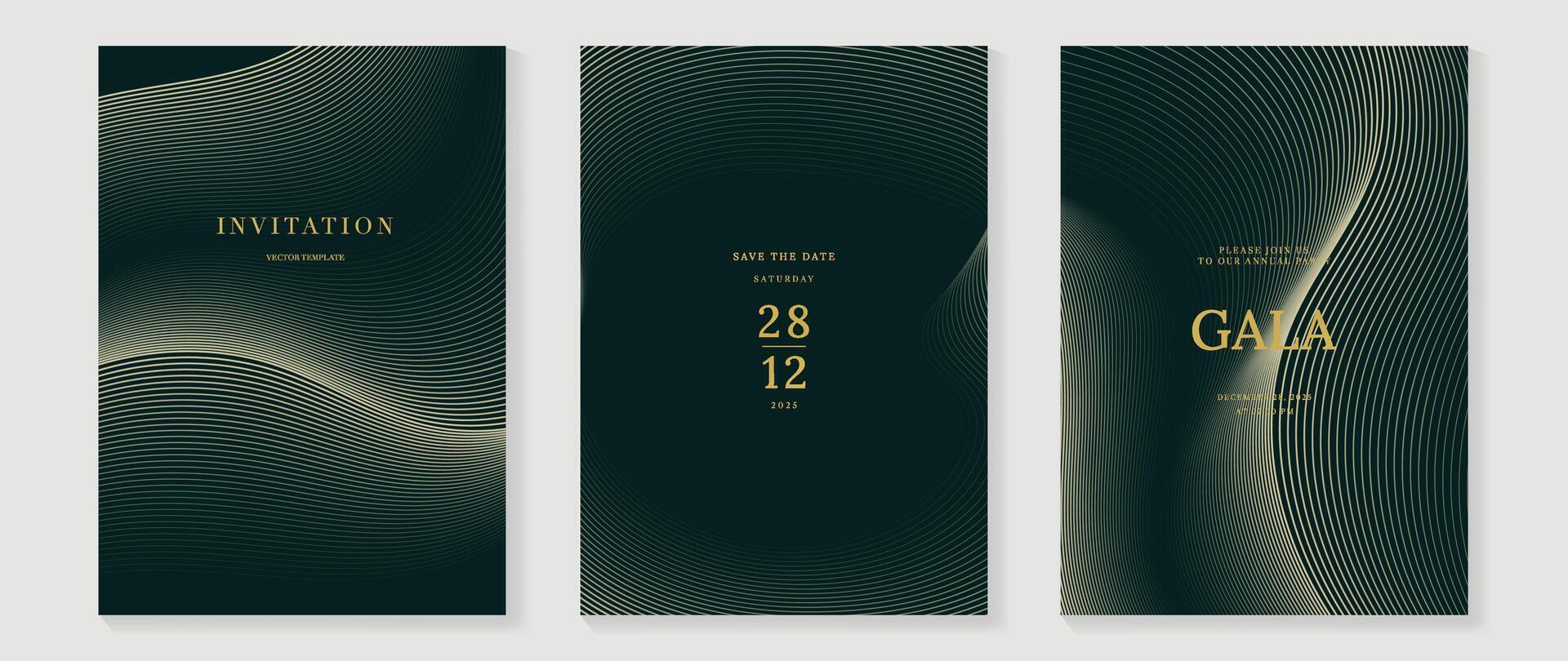 Luxury green invitation card background set vector